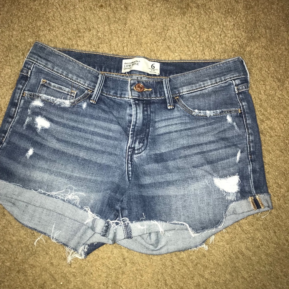 Abercrombie Distressed Medium Wash Low Rise Shorts